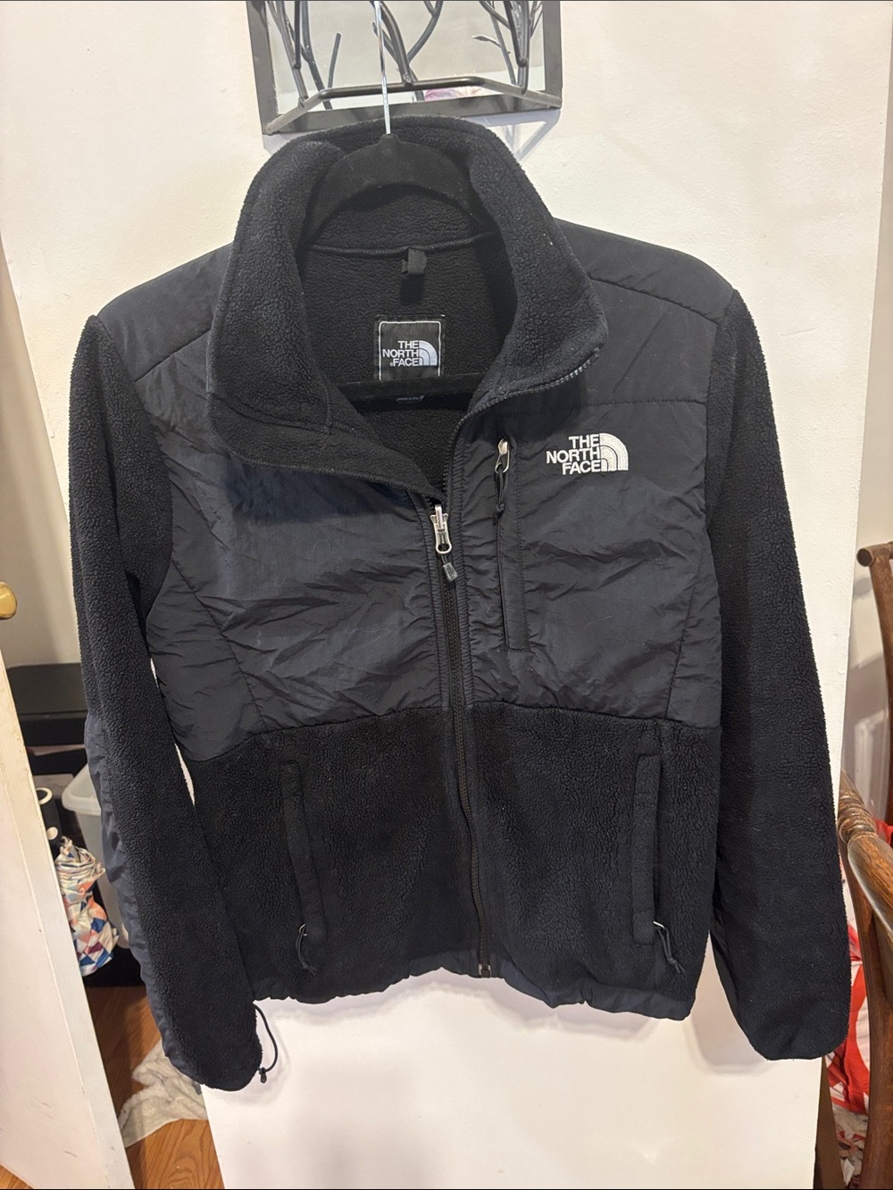 The North Face Black Sherpa Fleece Jacket with Quilted Chest